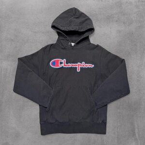 Y2K Champion Logo Faded Reverse Weave Hoodie